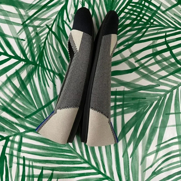 Rothy's The Cap Toe Flats Buffalo Plaid Black & White Size 9.5 - Picture 8 of 9